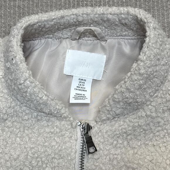 HM Teddy sherpa bomber jacket faux shearling minimalist fall coat simple classic - Picture 2 of 5